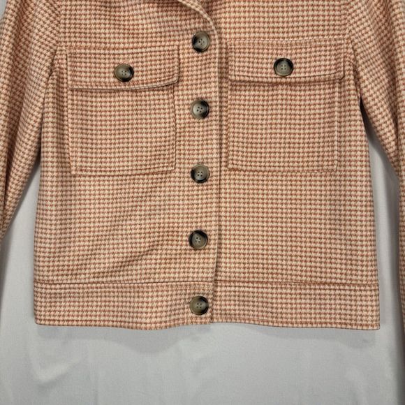 Bagatelle Suede Button Up Shacket Pink Chore Jacket Womens Size XS Houndstooth - Picture 6 of 12